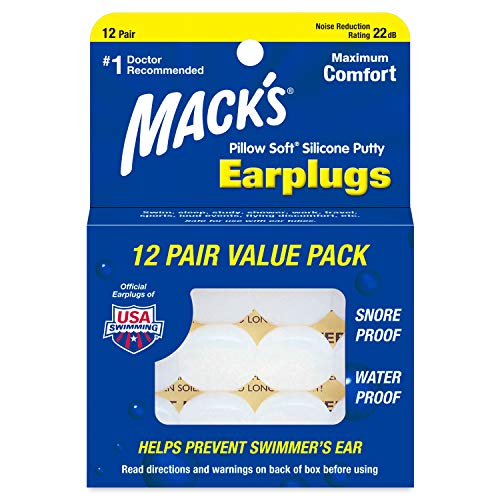 Mack's Pillow Soft Silicone Earplugs - 12 Pair, The Original Moldable Silicon...