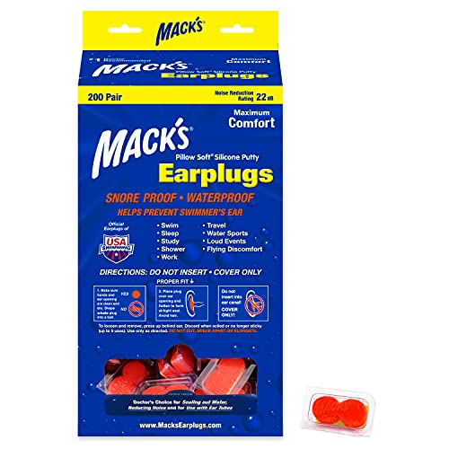 Mack's Pillow Soft Silicone Earplugs - 200 Pair Dispenser - The Original Mold...