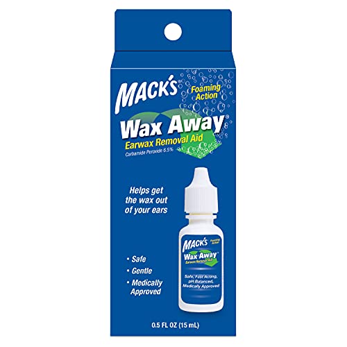 Mack's Wax Away Ear Wax Removal Aid – 0.5 FL OZ Ear Drops with Foaming Action