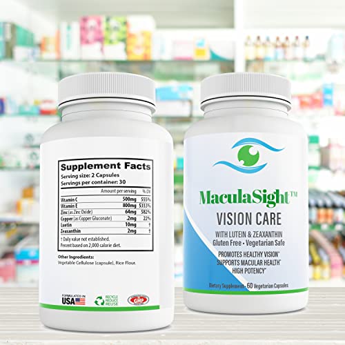 MaculaSight Vision Care Eye Vitamins for Macular Degeneration - Lutein and Ze...