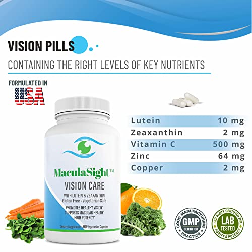 MaculaSight Vision Care Eye Vitamins for Macular Degeneration - Lutein and Ze...