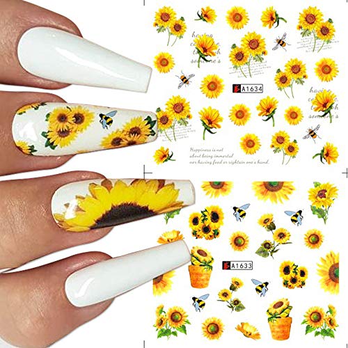Nail Art Stickers Water Transfer Nail Decals, 12 Sheets Flower Nail Stickers ...