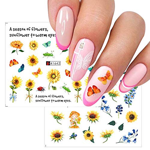 Nail Art Stickers Water Transfer Nail Decals, 12 Sheets Flower Nail Stickers ...