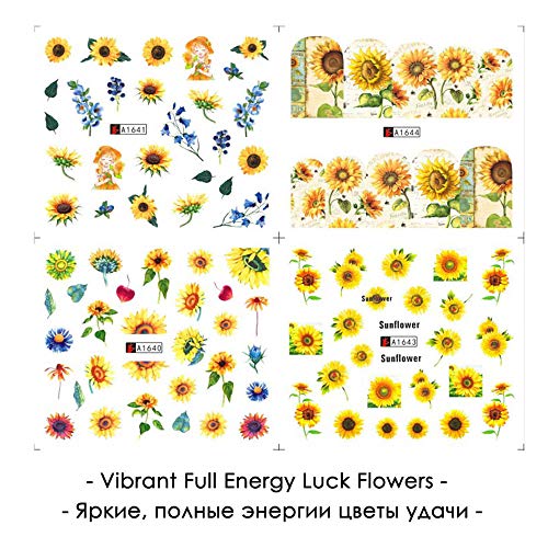 Nail Art Stickers Water Transfer Nail Decals, 12 Sheets Flower Nail Stickers ...