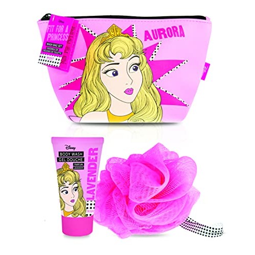 MAD BEAUTY Disney Princess Aurora Wash Bag Set, Lavender Body Wash, Cosmetic ...