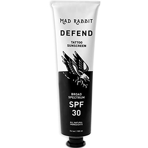 Mad Rabbit Defend Tattoo Sunscreen - SPF 30 100mL Tube - Natural Sunscreen Fo...