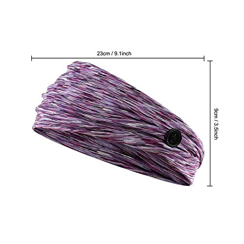 4pcs Button Headbands Set- Non Slip Elastic Headbands with Button in 4 Colors...