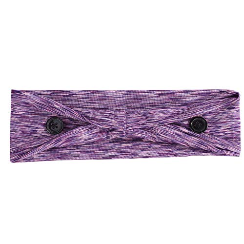 8pcs Button Headbands Set- Non Slip Elastic Headbands with Button in 8 Colors...