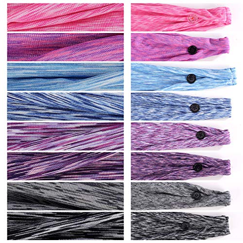 8pcs Button Headbands Set- Non Slip Elastic Headbands with Button in 8 Colors...