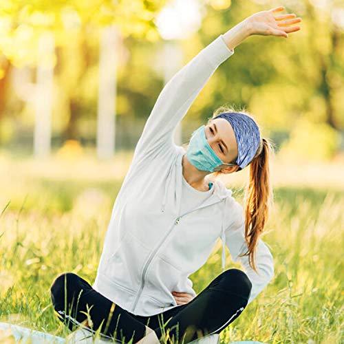 8pcs Button Headbands Set- Non Slip Elastic Headbands with Button in 8 Colors...