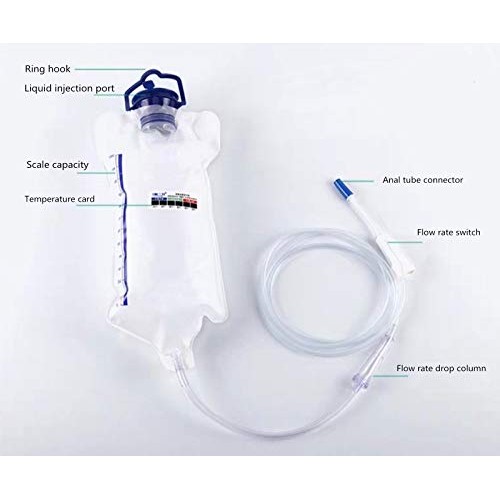 Reusable Home Enema Bag Kit, Maeeli 1200ML Douche Bag Colon Douche Cleaner Bo...