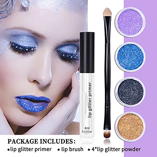 MAEPEOR Glitter Lips Smudgeproof and Longlasting Glitter Lip Kit with Lip Pri...