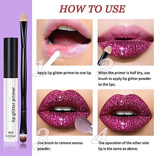 MAEPEOR Glitter Lips Smudgeproof and Longlasting Glitter Lip Kit with Lip Pri...