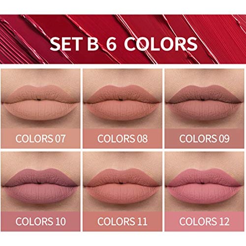 MAEPEOR Matte Liquid Lipstick 6PCS Nude Series Velvety Lip Gloss Kit Long-Las...