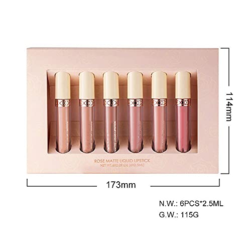 MAEPEOR Matte Liquid Lipstick 6PCS Nude Series Velvety Lip Gloss Kit Long-Las...