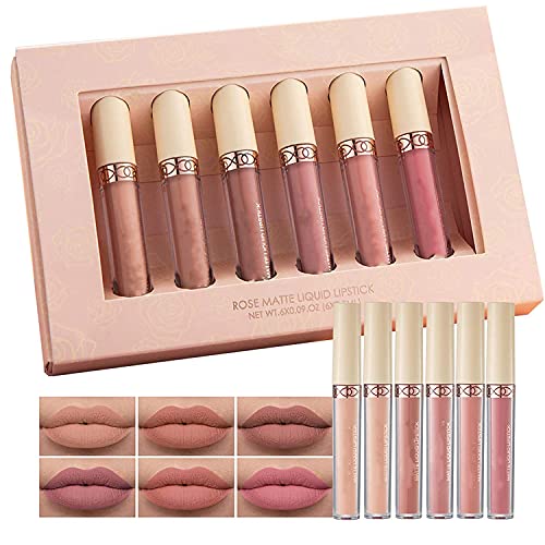 MAEPEOR Matte Liquid Lipstick 6PCS Nude Series Velvety Lip Gloss Kit Long-Las...