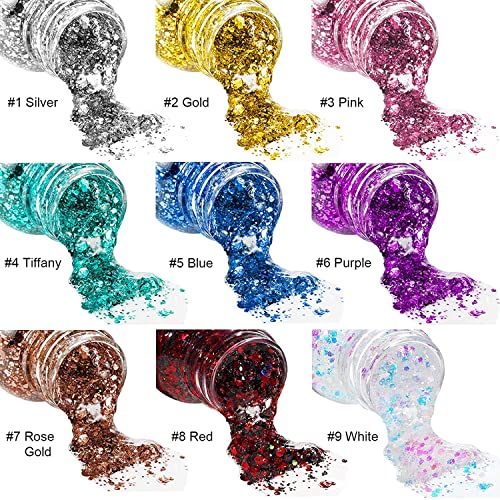 MAEPEOR Mermaid Sequins Chunky Body Glitter Gel 9 Colors Holographic Long-Las...