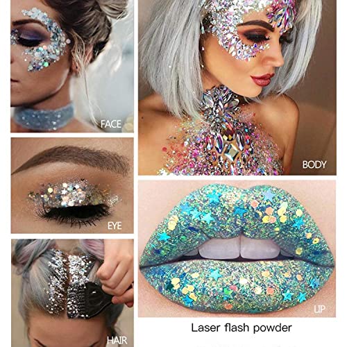 MAEPEOR Mermaid Sequins Chunky Body Glitter Gel 9 Colors Holographic Long-Las...