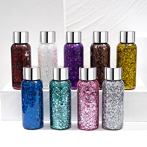 MAEPEOR Mermaid Sequins Chunky Body Glitter Gel 9 Colors Holographic Long-Las...