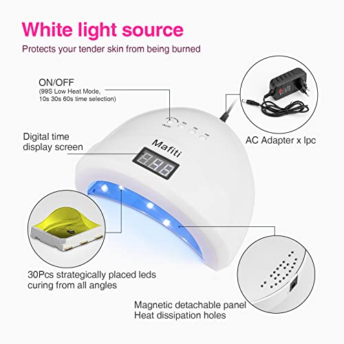UV LED Nail Lamp,Mafiti Nail Dryer 48W Gel Nail Polish UV LED Light with 4 Ti...