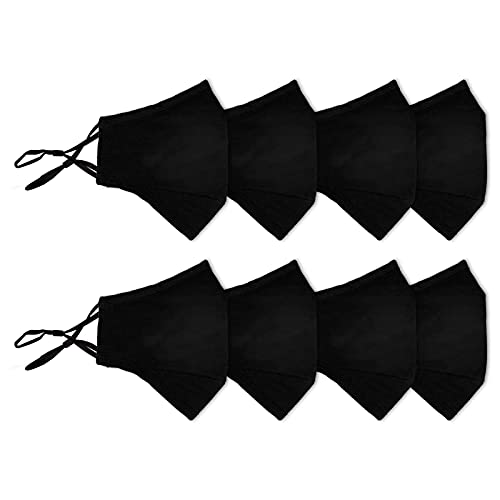 8 Pack Reusable Cloth Face Mask Washable with Adjustable Ear Straps & Nose Wi...