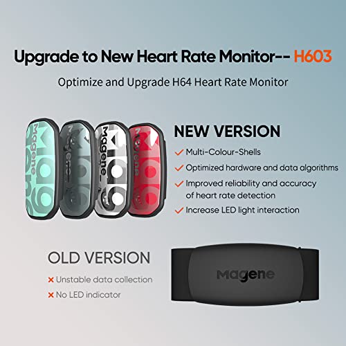 Magene H603 Chest Strap Heart Rate Monitor, ANT+ and Bluetooth Compatible wit...