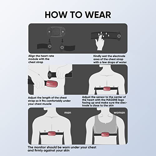 Magene H603 Chest Strap Heart Rate Monitor, ANT+ and Bluetooth Compatible wit...