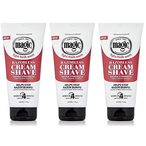 MAGIC Razorless Cream Shave Extra Strength, 6 Ounce, (Pack of 3)