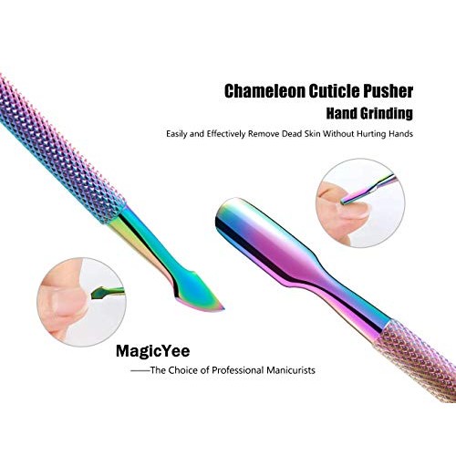 Cuticle Trimmer with Cuticle Pusher - MagicYee Chameleon Cuticle Cutter Cutic...