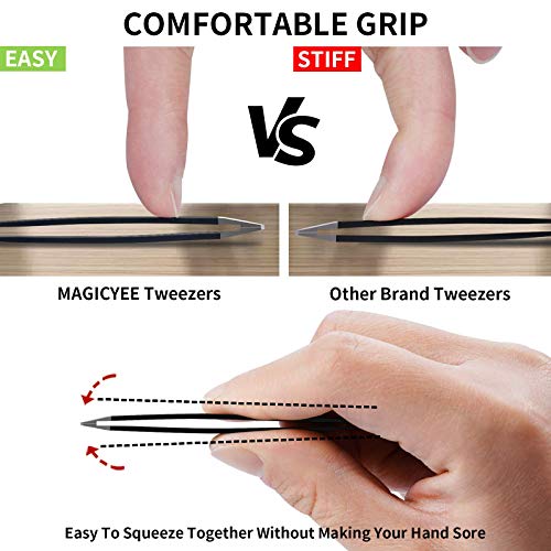 Tweezers for Eyebrows- MagicYee 1 Pack Professional Tweezers For Women Tweeze...