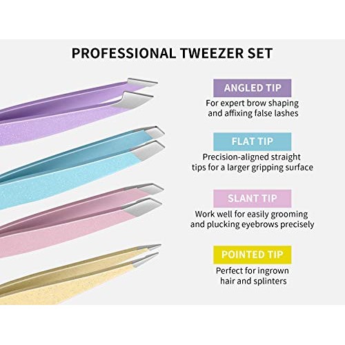 Tweezers Set-MagicYee 4pcs Tweezers for Eyebrows Tweezers for Women and Girls...