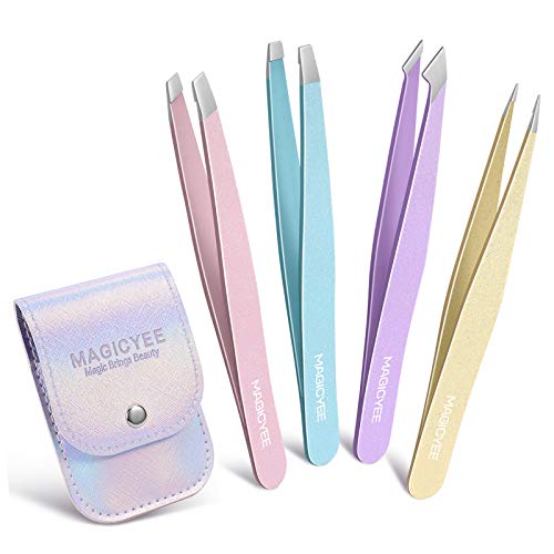 Tweezers Set-MagicYee 4pcs Tweezers for Eyebrows Tweezers for Women and Girls...