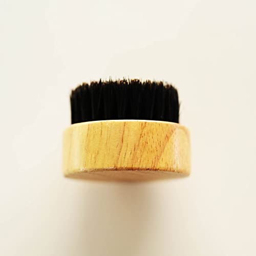 Round Wooden Handle Perfect for Beard Oil Balm with Natural Soft Horse Hair B...