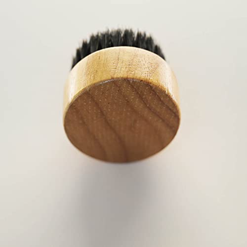 Round Wooden Handle Perfect for Beard Oil Balm with Natural Soft Horse Hair B...