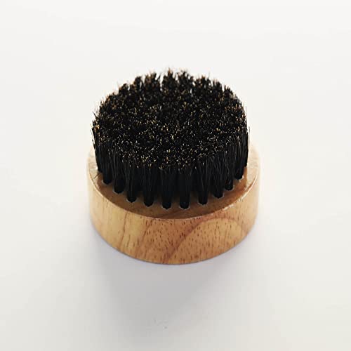 Round Wooden Handle Perfect for Beard Oil Balm with Natural Soft Horse Hair B...