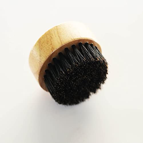 Round Wooden Handle Perfect for Beard Oil Balm with Natural Soft Horse Hair B...