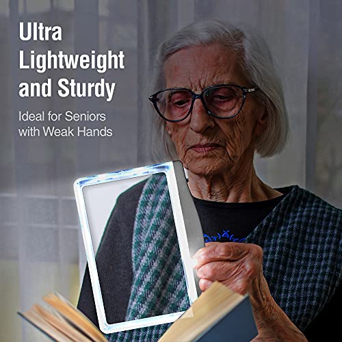 MagniPros 3X Large Ultra Bright LED Page Magnifier with 12 Anti-Glare Dimmabl...