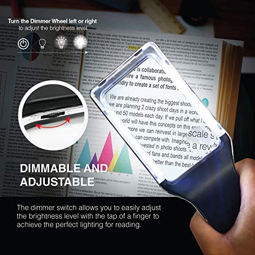 MagniPros 3X with 5X Zoom Magnifying Glass with [10 Anti Glare & Dimmable LED...