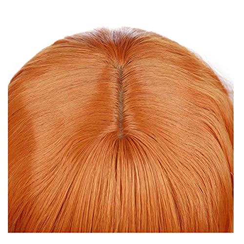 MAGQOO Dark Orange Wig with Bangs Short Curly Wavy Bob Wig Dark Orange Hair W...