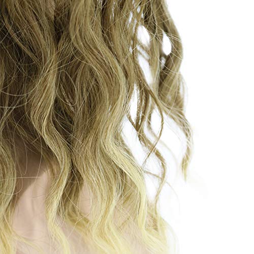 MAGQOO Golden Brown Wig with Beard Mustaches Men's Long Curly Wig Golden Brow...