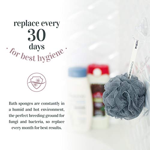 MainBasics Bath Shower Loofah Sponge Pouf Body Scrubber Exfoliator (Set of 3)