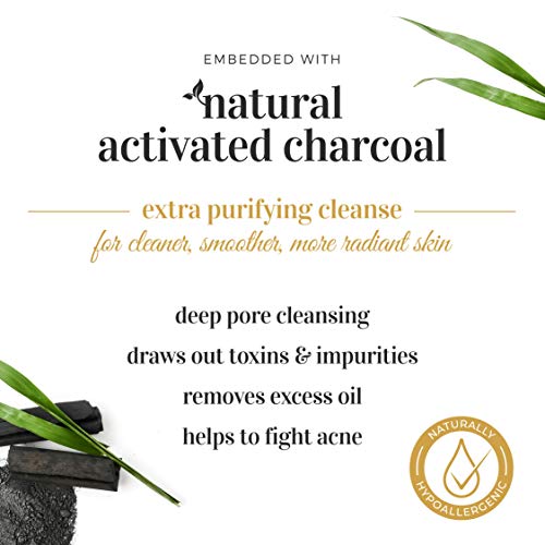 MainBasics Charcoal-Infused Bath Shower Loofah Sponge Pouf Body Scrubber Exfo...