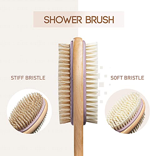 MainBasics Dual-Sided Long Handle Bath Shower Brush Back Scrubber Body Exfoli...