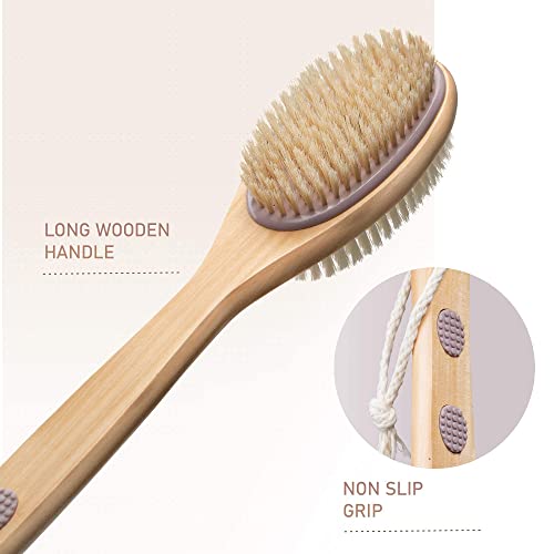 MainBasics Dual-Sided Long Handle Bath Shower Brush Back Scrubber Body Exfoli...
