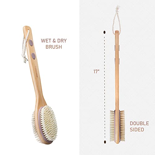MainBasics Dual-Sided Long Handle Bath Shower Brush Back Scrubber Body Exfoli...