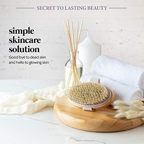 MainBasics Natural Bristle Dry Body Brush Exfoliating Body Scrubber for Dry S...