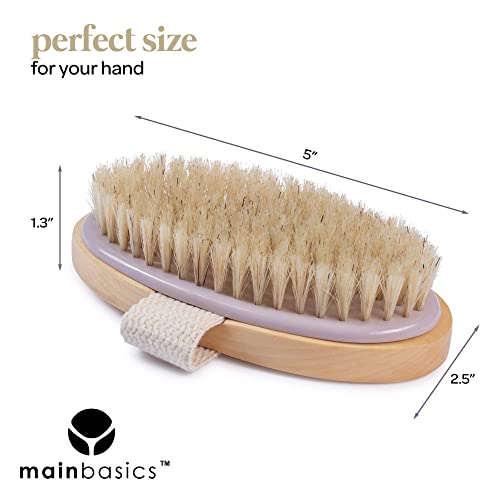 MainBasics Natural Bristle Dry Body Brush Exfoliating Body Scrubber for Dry S...