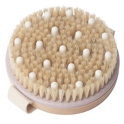 MainBasics Natural Bristle Dry Body Brush Exfoliating Body Scrubber with Mass...