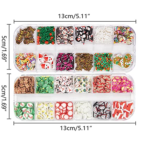 MiaoWu 60 Grids Christmas Nail Art Slices,3D Snowflakes Santa Crutch and Cute...
