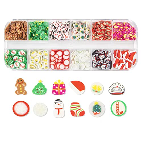 MiaoWu 60 Grids Christmas Nail Art Slices,3D Snowflakes Santa Crutch and Cute...